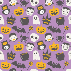 ハロウィン　シームレスパターン背景素材