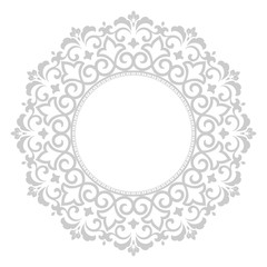 Decorative frame Elegant vector element for design in Eastern style, place for text. Floral grey border. Lace illustration for invitations and greeting cards