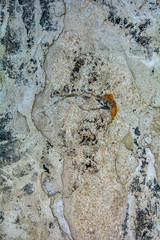 Texture of rough concrete or cement surface with stains of black paint and dirt