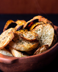 Fries on a ceramic bowl