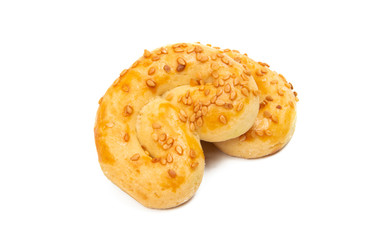 puff pastry sprinkled with sesame seeds isolated