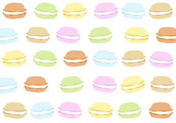 マカロン　背景パターン　ベクター　イラスト　お菓子　可愛い