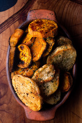 Fries on a ceramic bowl