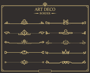 Set of Art deco gold calligraphic page dividers.