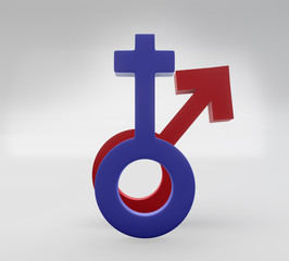 3d illustration of Male and Female sexual orientation icons. 