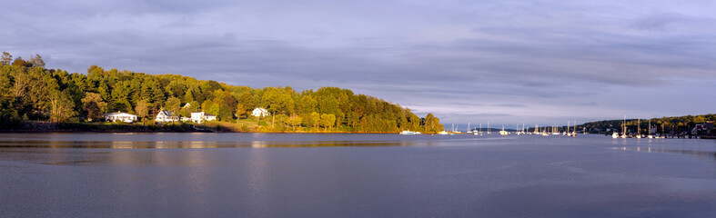 Fototapeta na wymiar Sunset on Mahone Bay in Nova Scotia.