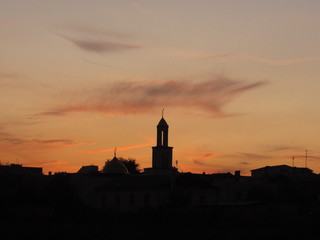 sunset over mosque