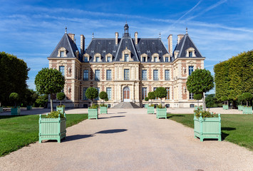 Entrance to Chateau de Sceaux, a castle inside parc de Sceaux - Hauts-de-Seine, France.