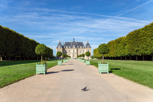 Entrance to Chateau de Sceaux, a castle inside parc de Sceaux - Hauts-de-Seine, France.