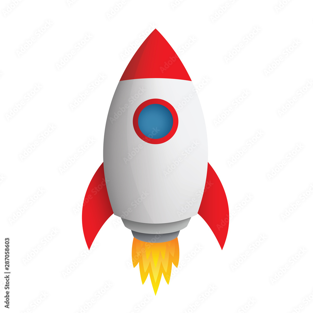 Poster rocket vector. rocket is flying. start up concept - stock vector.