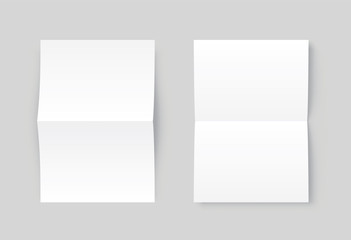 Vector two blank white paper opened. Front view. - stock vector.