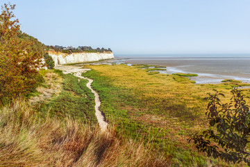 View across the nature reserve of Pegwell Bay, an inlet in the English Channel between Ramsgate and...