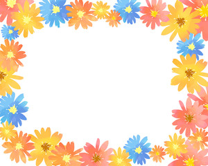 花のフレーム枠　水彩風　ベクター 背景　フラワー