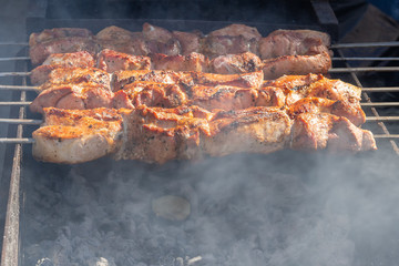 Real kebabs are grilled in large quantities