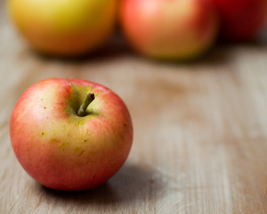 Freshly picked ripe red and green apples from harvest