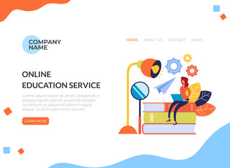 Online web education concept. Vector flat cartoon graphic design illustration