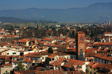 View of the ancient city of Lucca, Italy