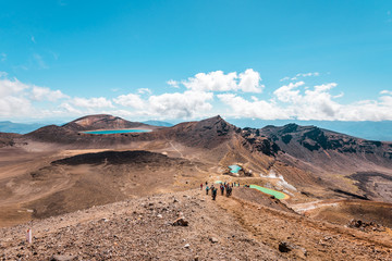 Tongariro Alpine Crossing, Hike through the Tongariro National Park along the Emerald Lakes and the Blue Lake, New Zealand