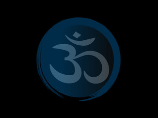 Helles Om Symbol mit schwarzem Hintergrund