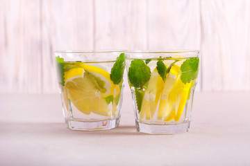 Refreshing lemon and mint drink