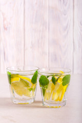 Refreshing lemon and mint drink