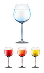 Set of wine glasses with wine