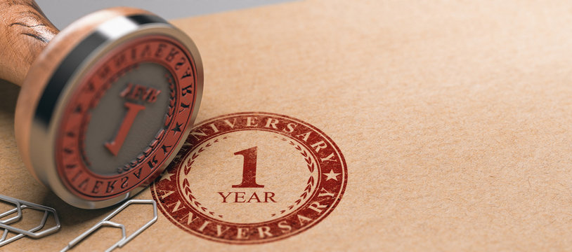 First Anniversary Celebration Card Horizontal Background.