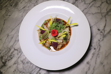 Deep plate risotto for gourmet dinner