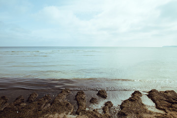 Fototapeta na wymiar sea coast with a pebble beach. Landscape