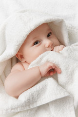 Smiling baby in a towel - 287067451
