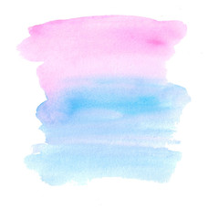 Abstract watercolor pink and blue shading on white background