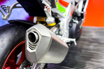 Fototapeta premium Big bike exhaust pipe rear view