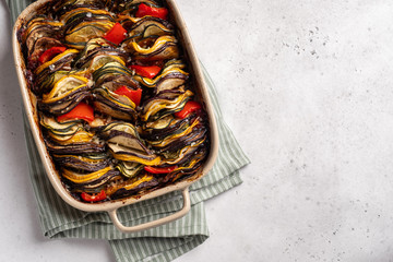 Ratatouille traditional french dish of baked summer vegetables