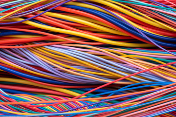 Bunch of colorful electrical cable and wire