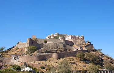 Fototapeta na wymiar Famous ancient Kumbhalgarh fort in Rajasthan, India
