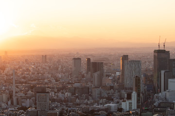 東京の夜景とスーパームーン
