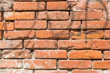 old brick wall red color, masonry close up texture