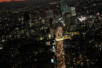 Fototapeta premium 東京の夜景とスーパームーン