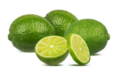 Fresh lime isolated on white background with clipping path