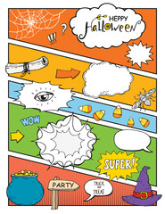Halloween background comic style, vector illustration