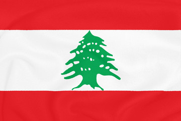 Flag of Lebanon on textured fabric. Patriotic symbol