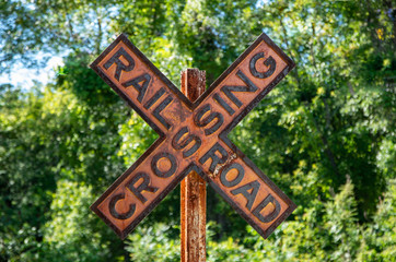 antique Railroad sign to regulate traffic