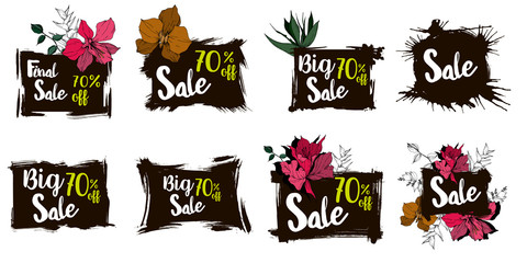 Vector sale tag with discount label. Promotion coupon retail collection banner.