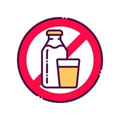 Lactose free line color icon. Allergenic ingredient. Food intolerance. Vegetarian product. Sign for web page, mobile app, button, logo. Vector isolated element. Editable stroke.