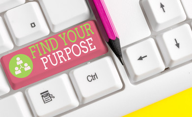 Text sign showing Find Your Purpose question. Business photo showcasing reason for something is...