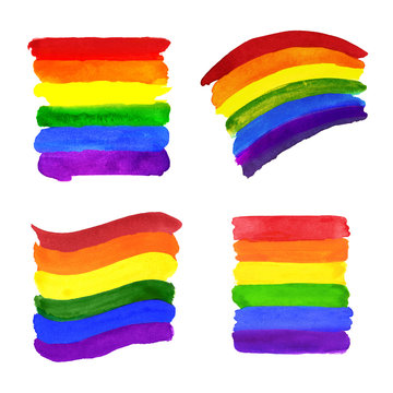 Set Of Four Different Colorful Ranbow Flags
