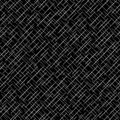 Texture or graphic pattern from short, thin line intersections, positioned vertically, obliquely, or horizontally. Textile. Paper. Monochrome. For posters, banners, retro and urban design 