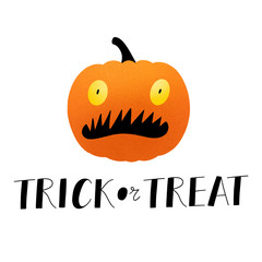 Trick or treat. Halloween poster background card with pumpkin.