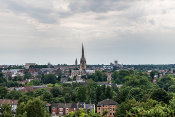 Fototapeta na wymiar Norwich skyline from a nearby hill