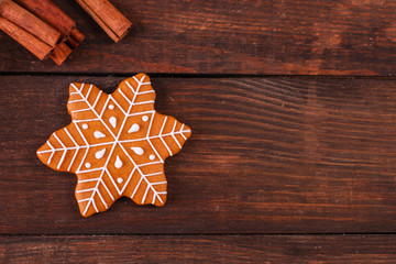 gingerbread. gifts and holiday, happy New Year. chritmas festive background. food background. top view